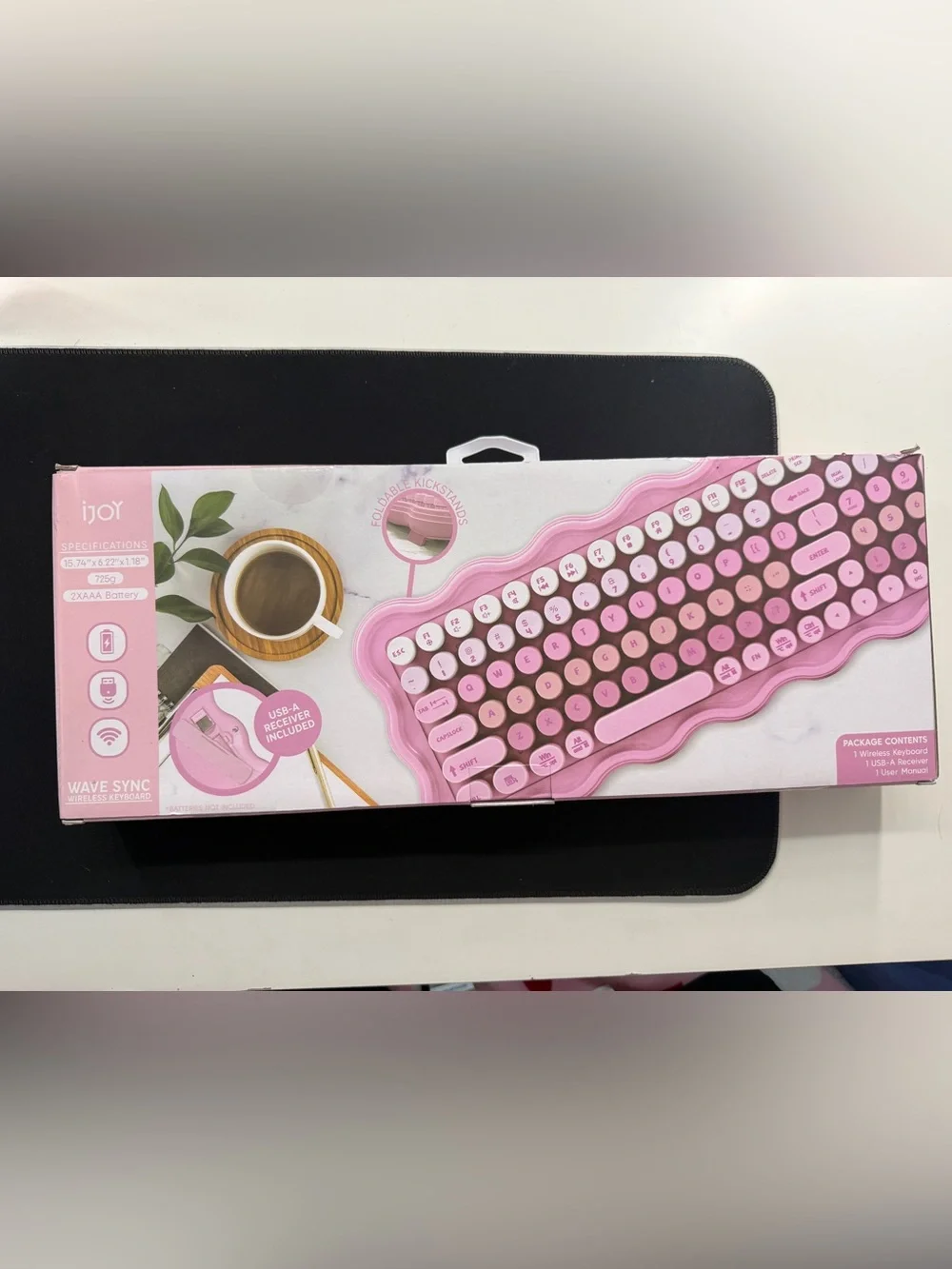 IJoy Wave Sync Compact Round Key Wireless QWERTY Keyboard Pink IJ10498-TT